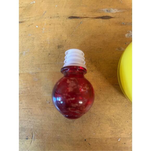 Vintage 80s Art Glass Yellow Vase with Red Top (8556) - Picture 7 of 8